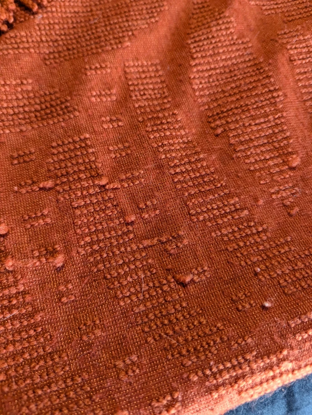 1970s Burnt Orange Chenille Tufted Bedspread Coverlet With Fringe Queen READ